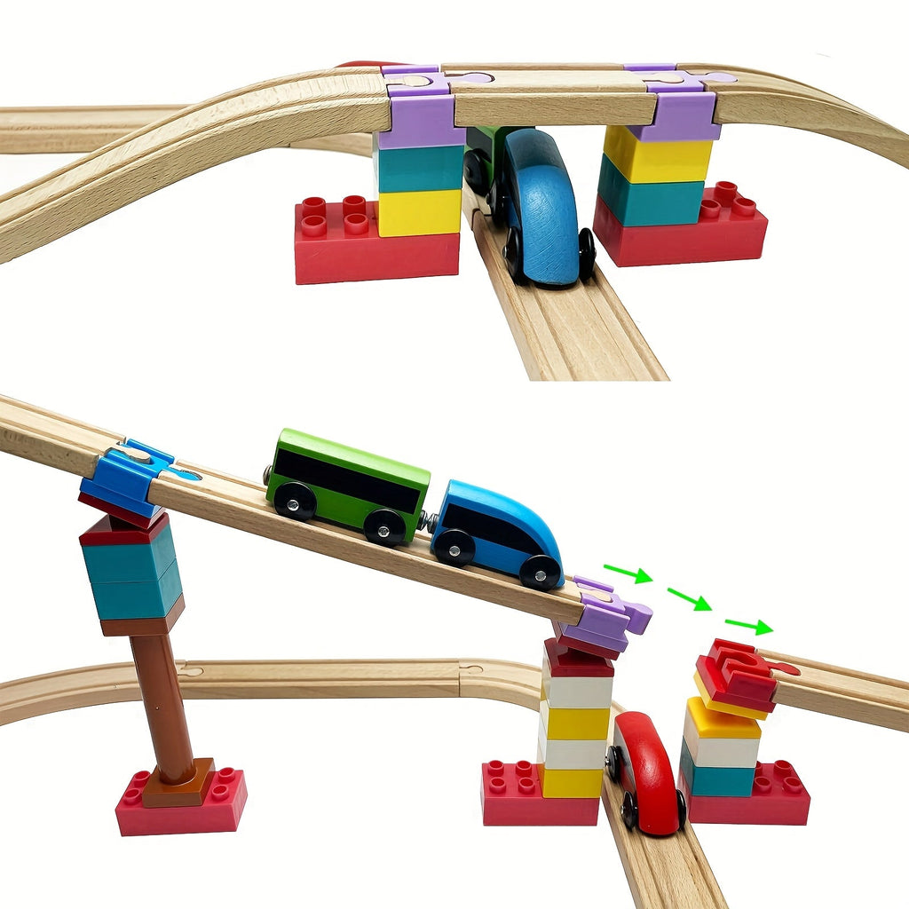 Set von 7-14 Bunt Holzgleisadaptern: Verstellbare Verbinder für den Modellbau