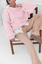 Pullover mit Strickstruktur in Weiß mit Rundhalsausschnitt