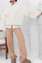 Pullover mit Strickstruktur in Weiß mit Rundhalsausschnitt