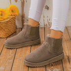 Stiefeletten gefüttert mit flachem Absatz – Beige