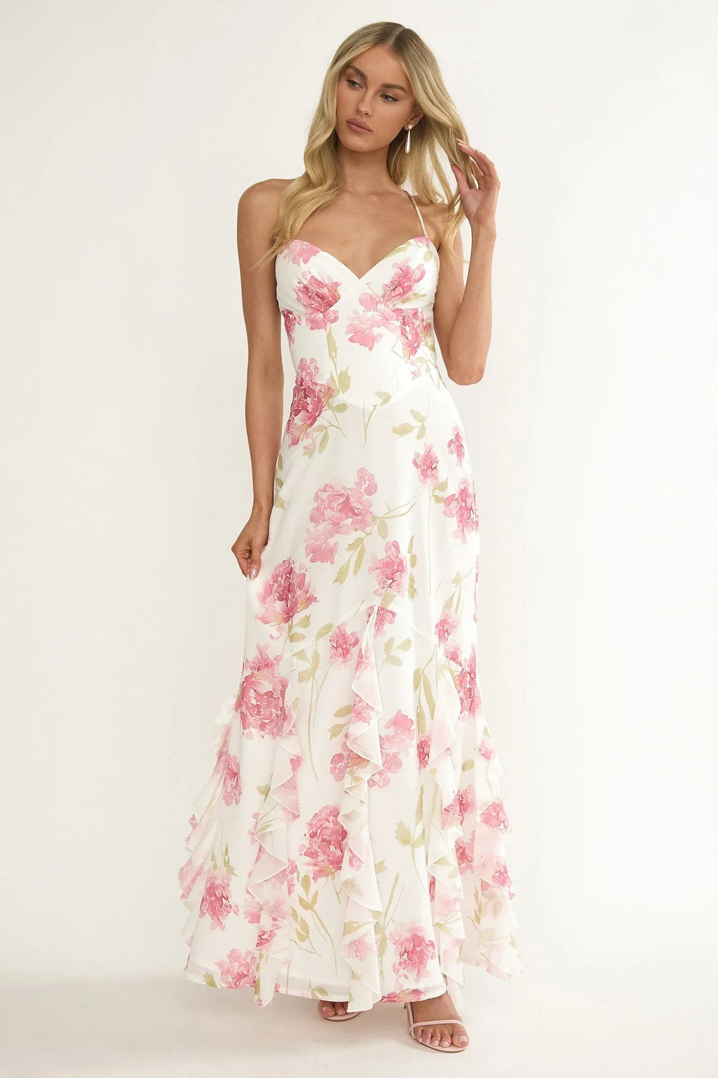 Charlisa – Maxikleid mit Rüschen und Blumenmuster