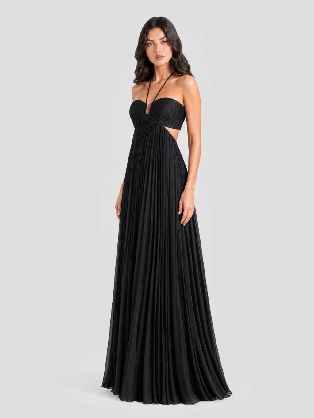 Maxikleid mit V-Ausschnitt und Neckholder