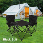 Klappbarer Outdoor Tisch- sowie Stuhlset – Tragbar für Camping & BBQ