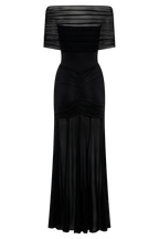 Damen Maxikleid mit Carmen-Ausschnitt und Raffungen