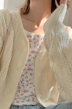 Strickjacke mit Strickstruktur in Grün locker geschnitten