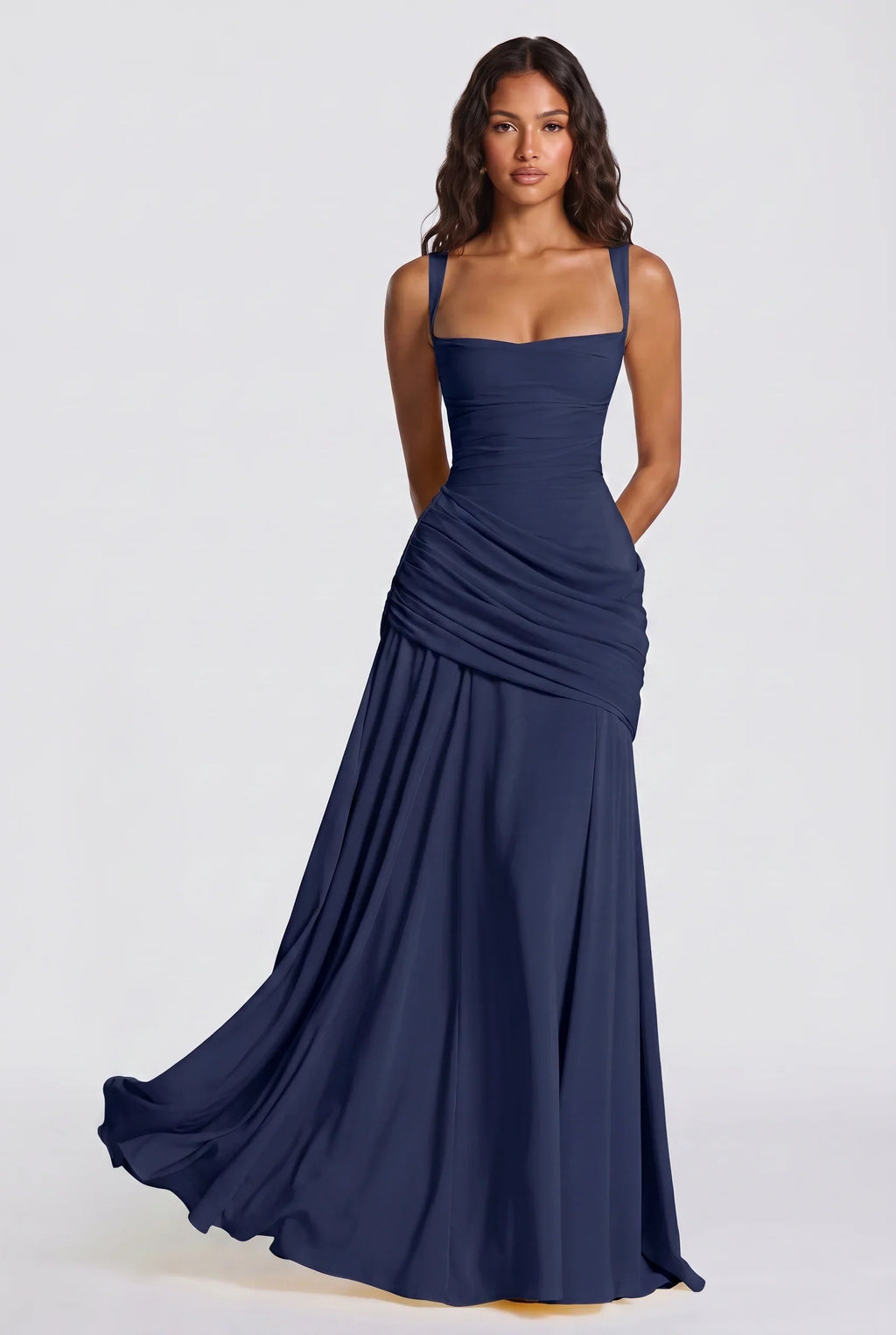 Flowing – Wickel-Maxikleid mit Korsett-Schnürung