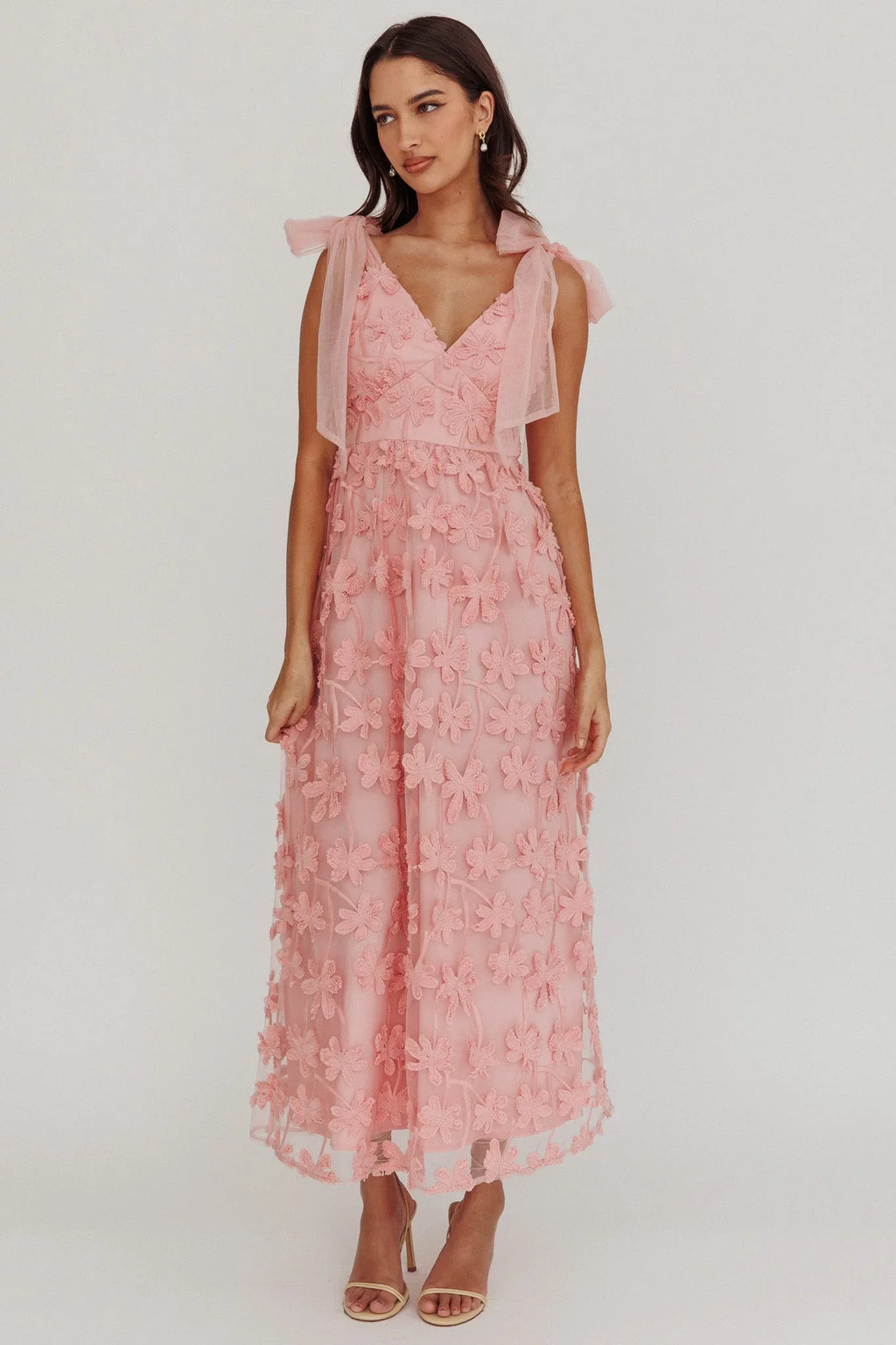 Mykonos – Maxikleid mit Mesh-Akzenten