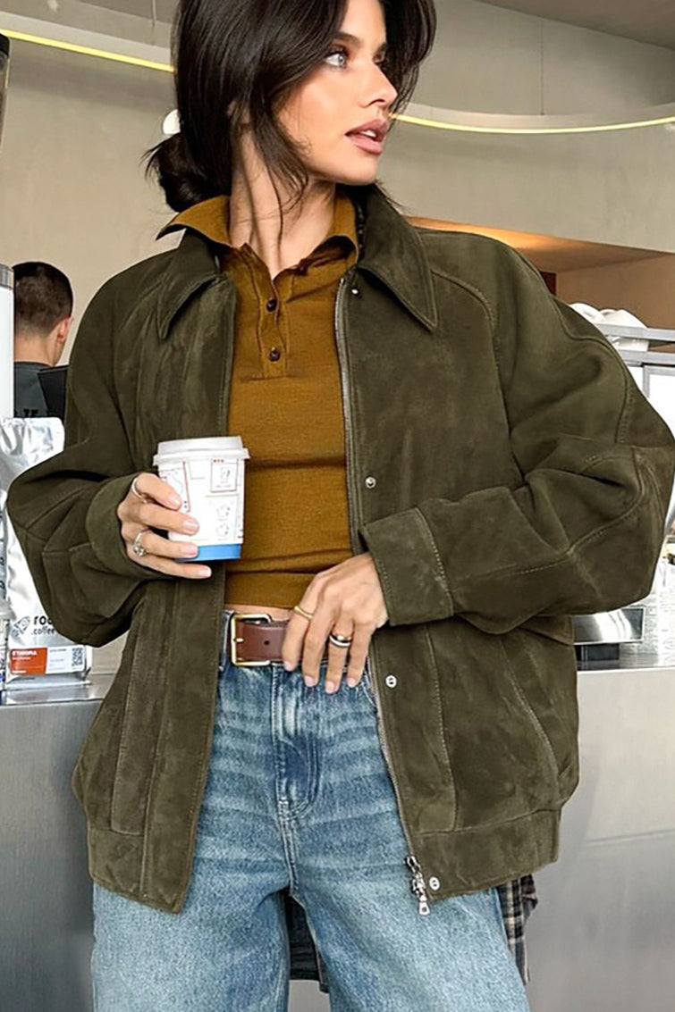 Jacke mit Reverskragen und Reißverschluss