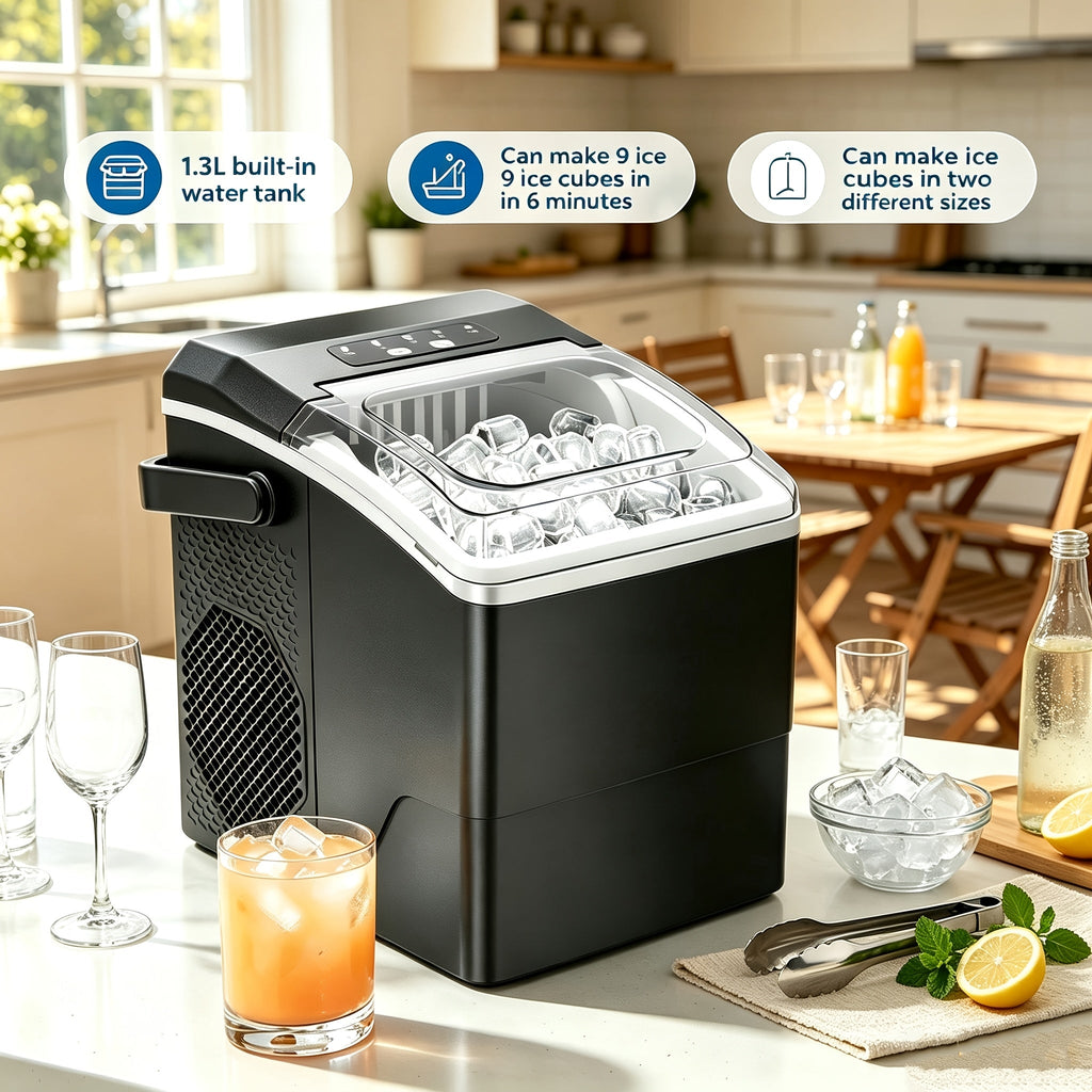 Kompakte Eiswürfelmaschine mit Zwei Eiswürfelformaten sowie Schneller Produktion
