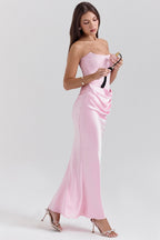 Trägerloses Maxikleid in Grün