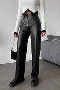 Hose mit Patchwork und Leder