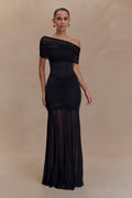 Damen Maxikleid mit Carmen-Ausschnitt und Raffungen