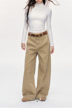 Locker geschnittene Jeans in Khaki