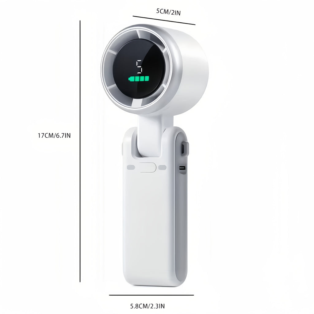 Kompakter Turbo Handventilator – 3-in-1 USB wiederaufladbar inklusive 5 Geschwindigkeiten