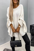 Damen Oversize Strickpullover mit Rundhalsausschnitt