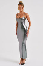 Damen Maxikleid in Metallic-Optik mit Spaghettiträgern