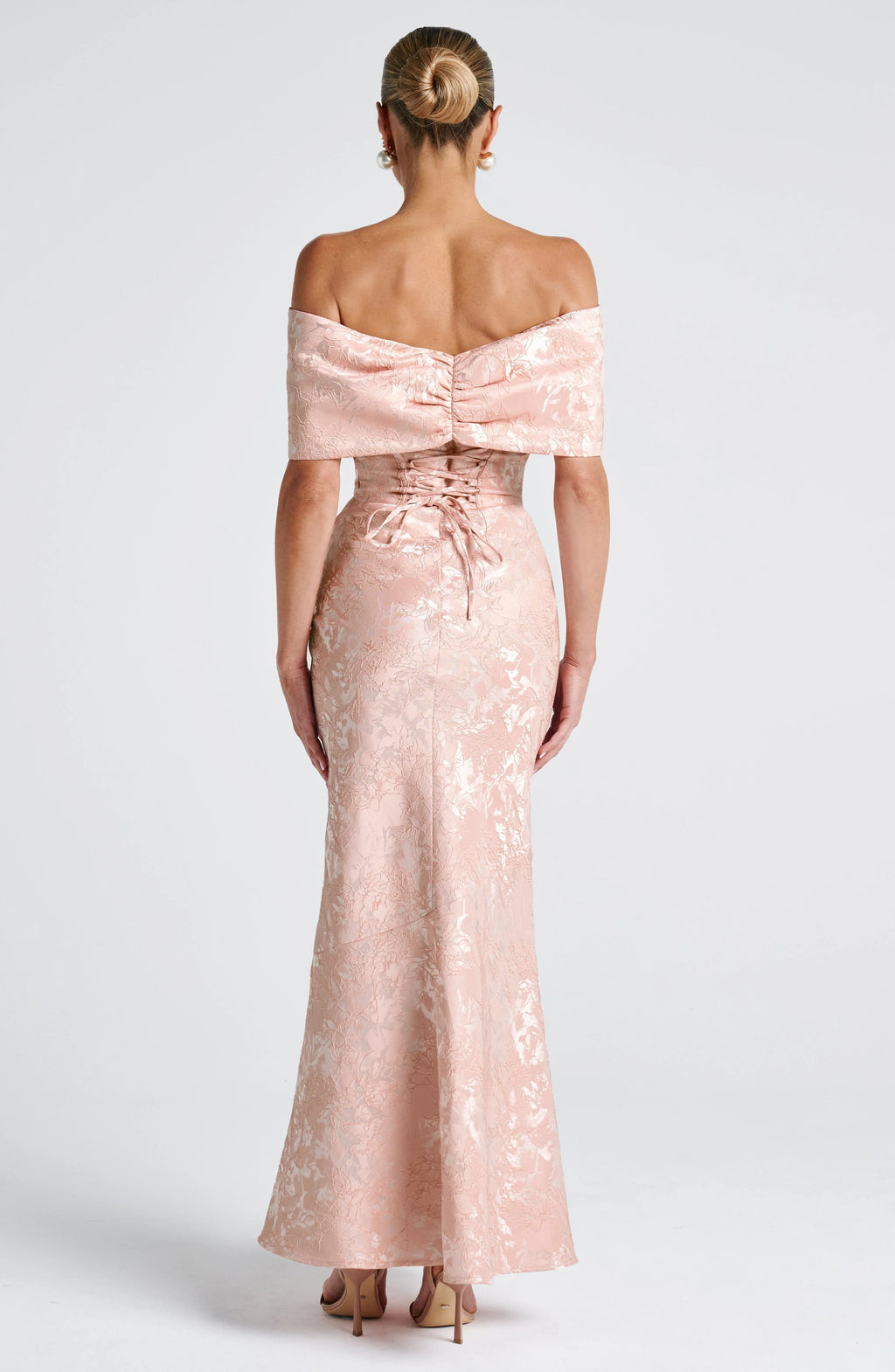 Damen Abendkleid mit Spitze und schulterfreiem Ausschnitt