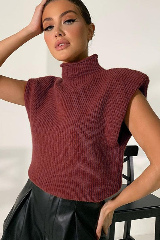 Pullover mit Rollkragen und kurzen Ärmeln