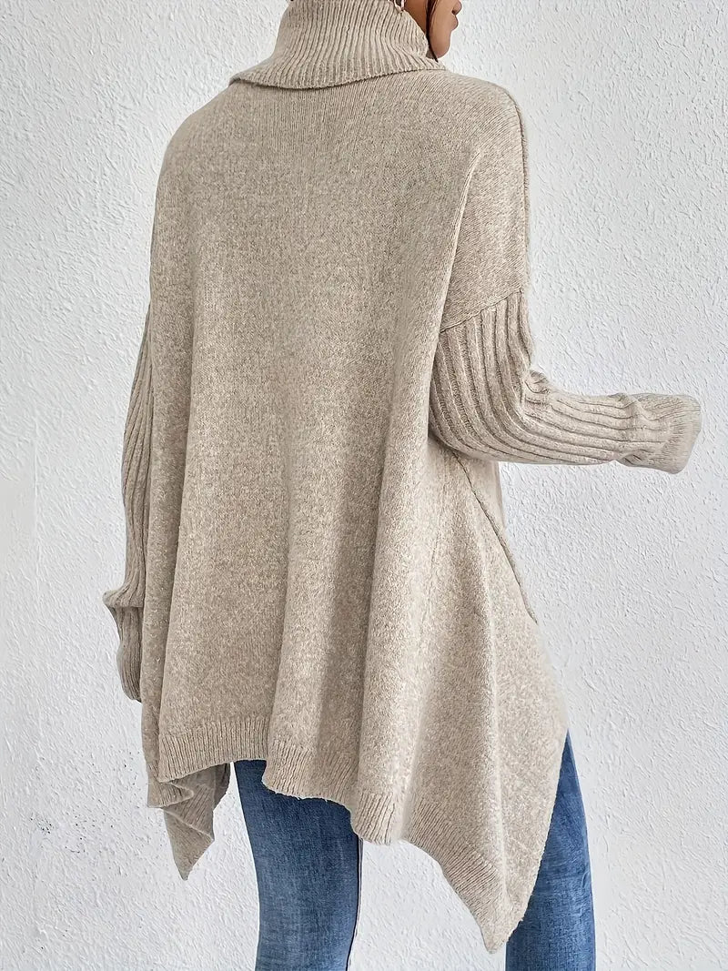 Bequemer langer Rollkragenpullover