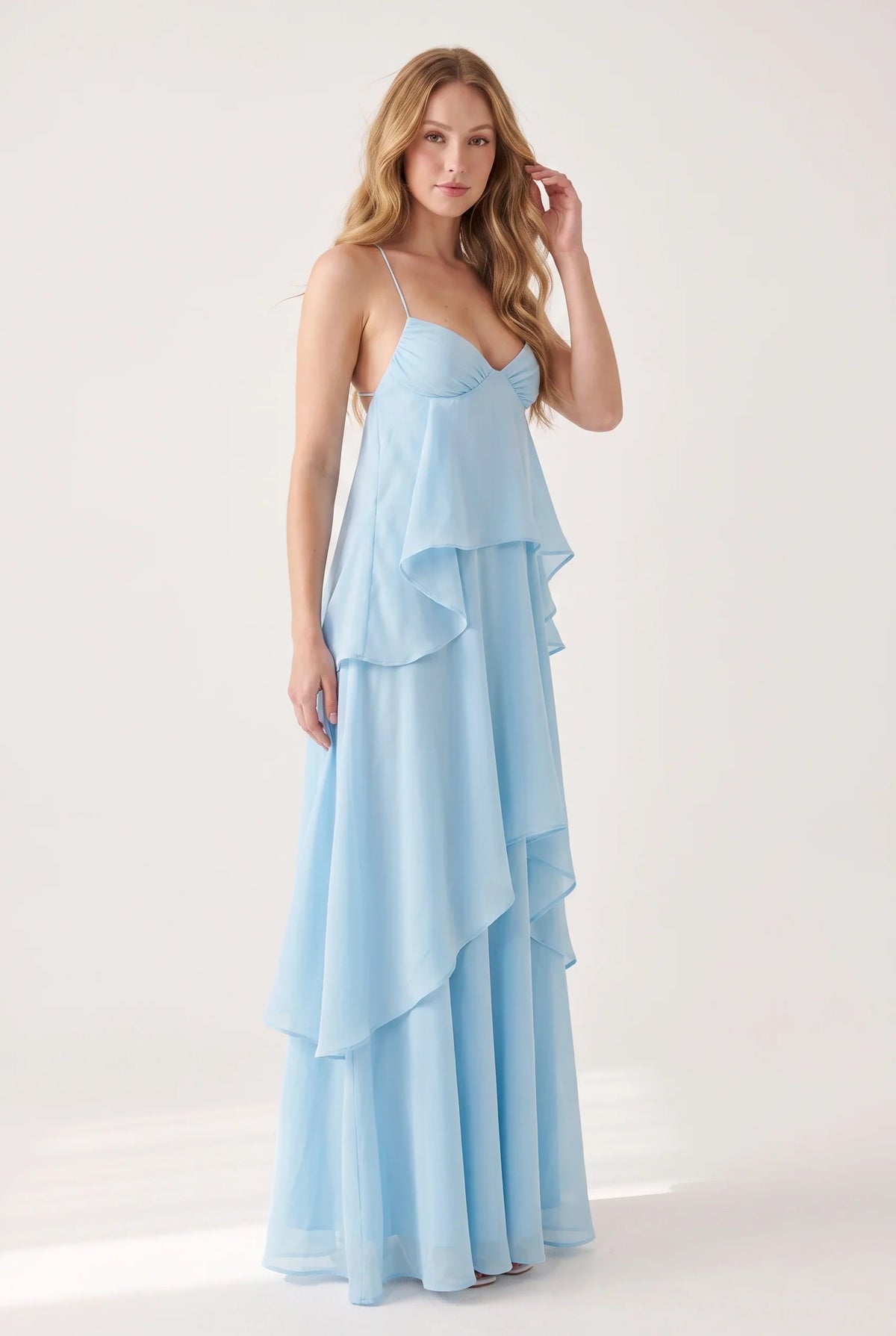 Maxikleid mit V-Ausschnitt und Neckholder