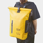 Wasserdichter 25L Rolltop-Rucksack mit mehreren Fächern, stabiler Schnallenversiegelung sowie Netz-Seitentasche