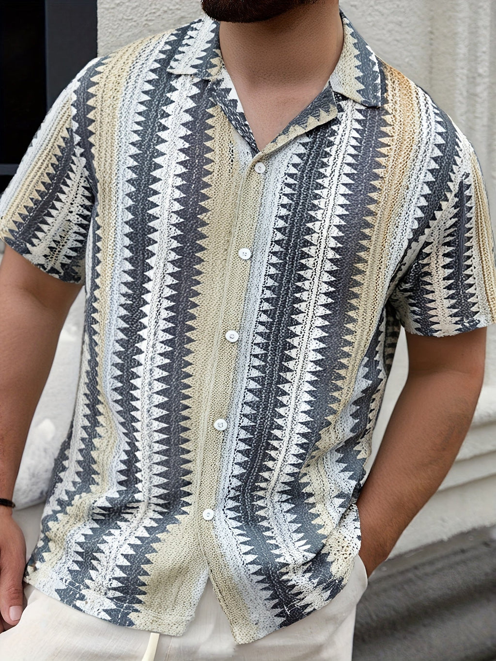 Herren Sommer Lässig Kurzarmshirt – Gewebter Stoff für einen Frischen Look