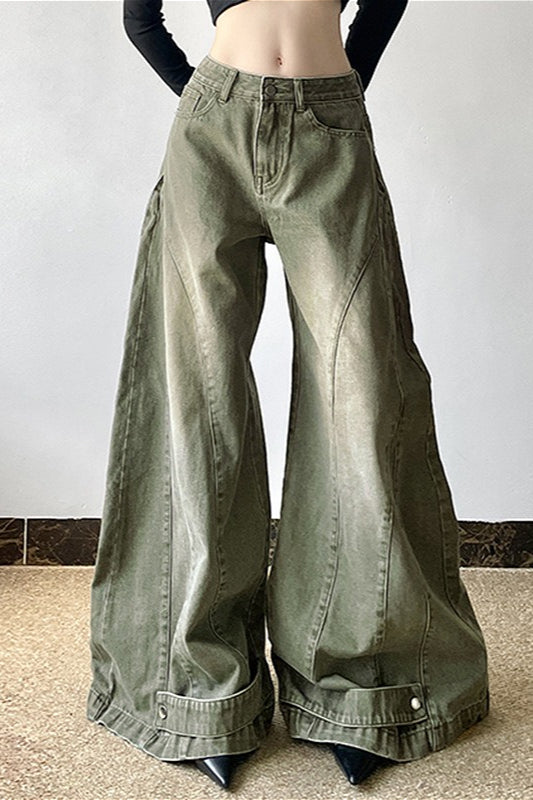 Jeans mit Denim in Grün