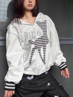 Hoodie mit Patchwork in Grau mit Mit Kapuze