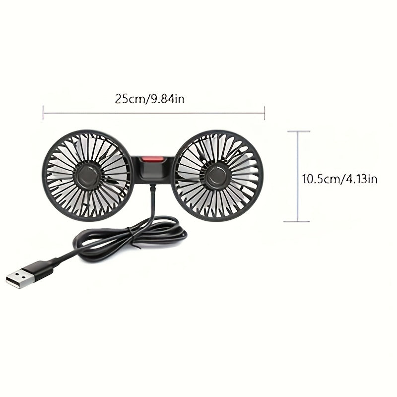 Tragfan Dual Car Fan: 5-Blatt 360° Rotierend Ultra-Leise