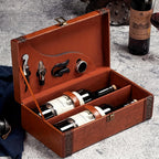 Klassischer 2-Flaschen-Weinträger inklusive Zubehör – Tragbare Geschenkbox