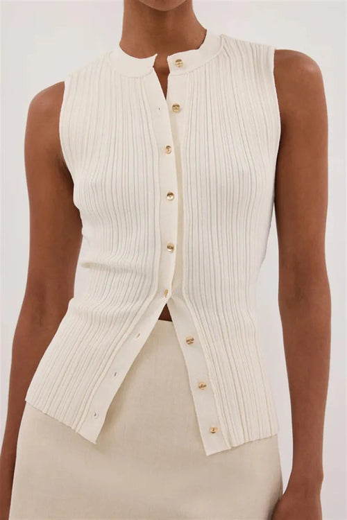 Ärmellose Strickjacke mit Strickstruktur