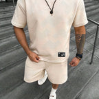 Herren Modisch Jacquard T-Shirt und Shorts Set – Lässig und Sportlich für Warme Tage