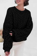 Pullover mit Strickstruktur in Weiß mit Rundhalsausschnitt