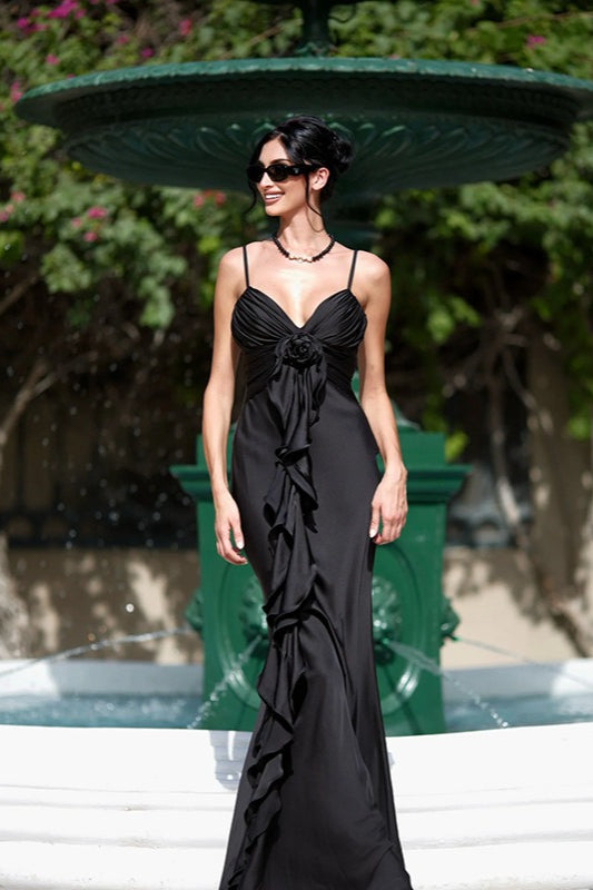 Figurbetontes Kleid mit Blumenmuster und Satinoptik