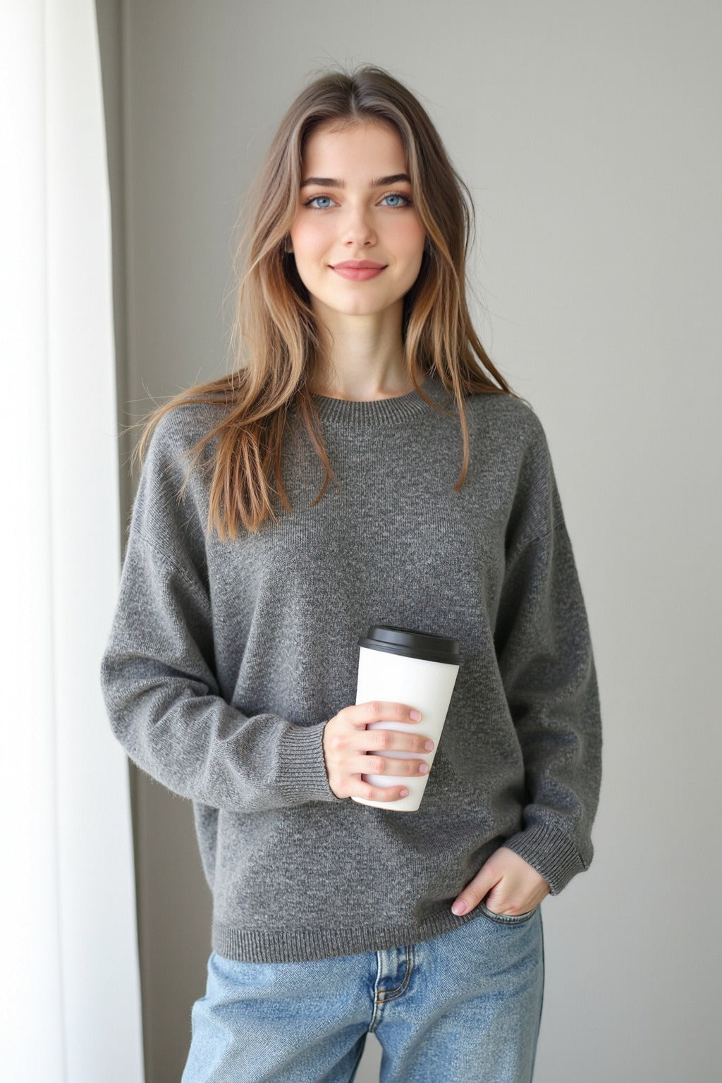 Pullover mit Strickstruktur und Wolle