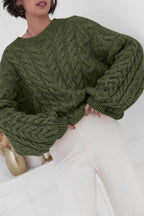 Pullover mit Strickstruktur in Weiß mit Rundhalsausschnitt