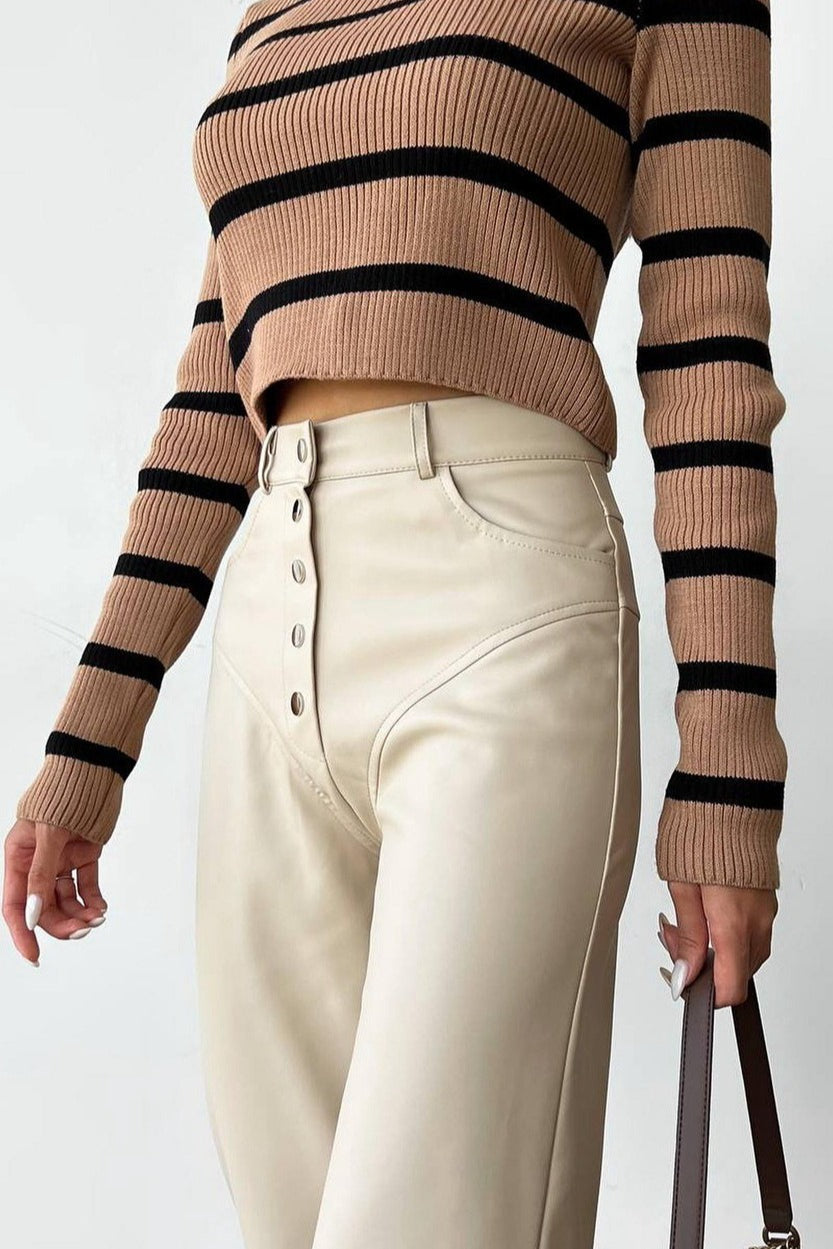 Hose mit Patchwork und Leder