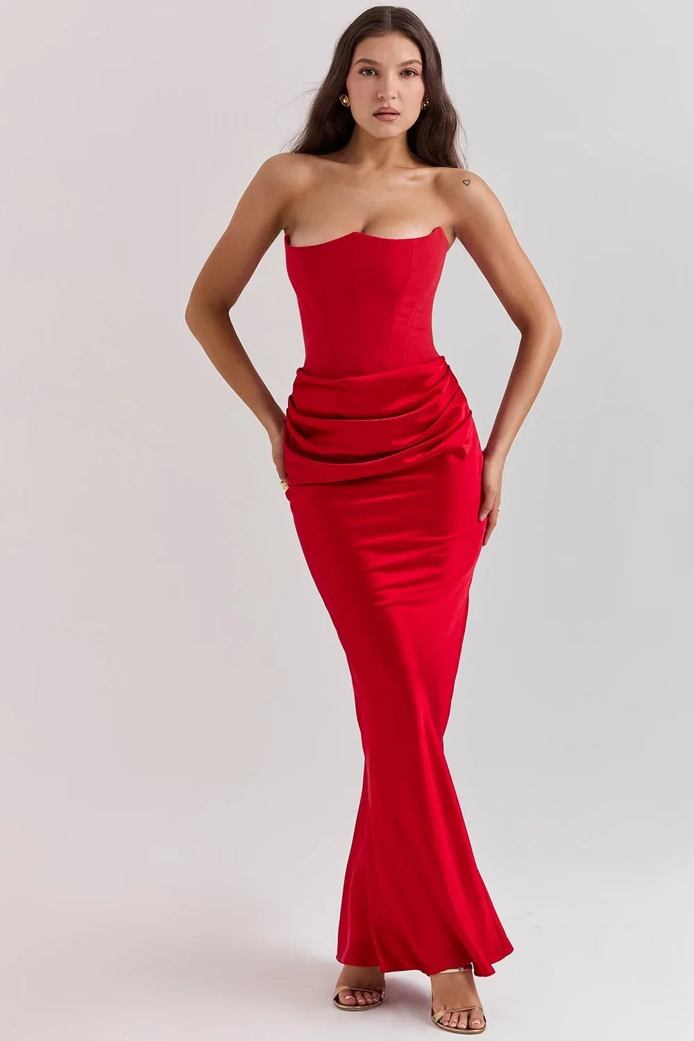 Damen Abendkleid mit Corsage und Drapierung