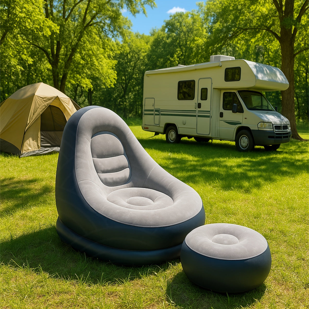 Aufblasbares Sofa-Lounger inklusive Fußstütze – Wasserdicht & Bequem