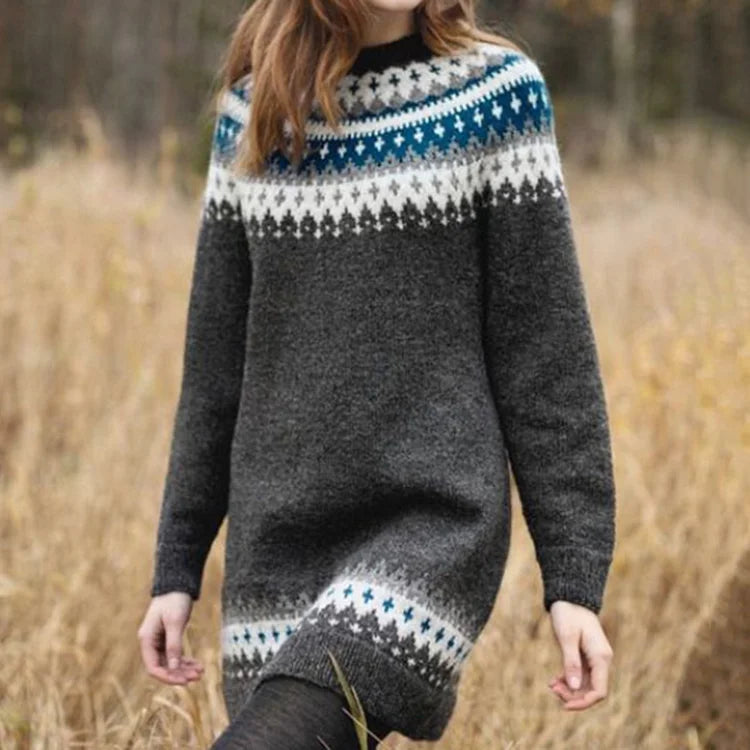 Longpullover mit nordischem Muster