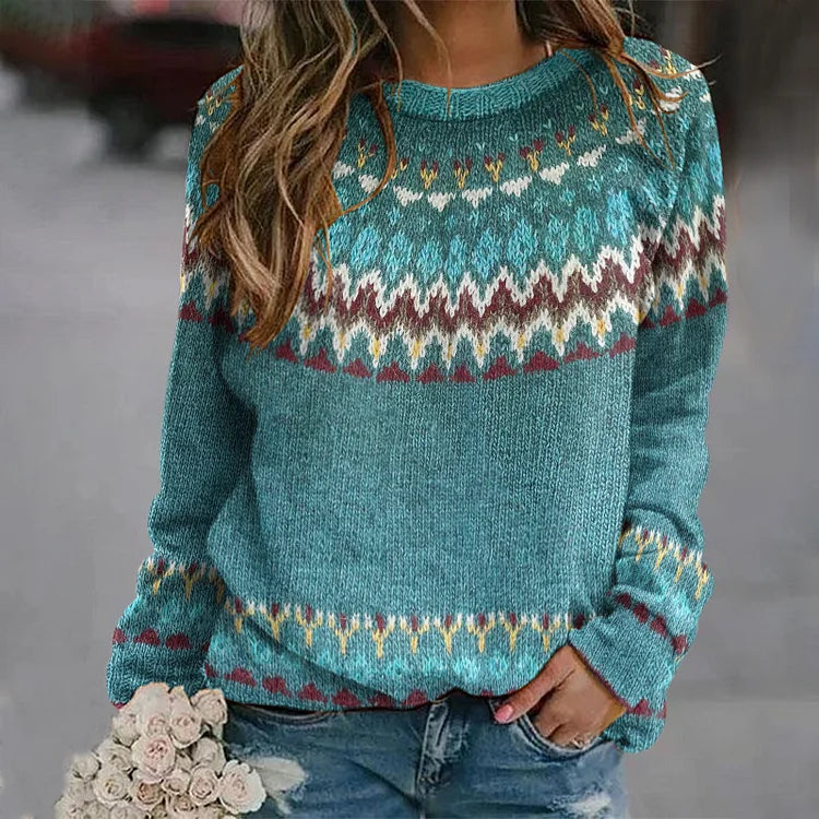 Damen Strickpullover mit Norwegermuster