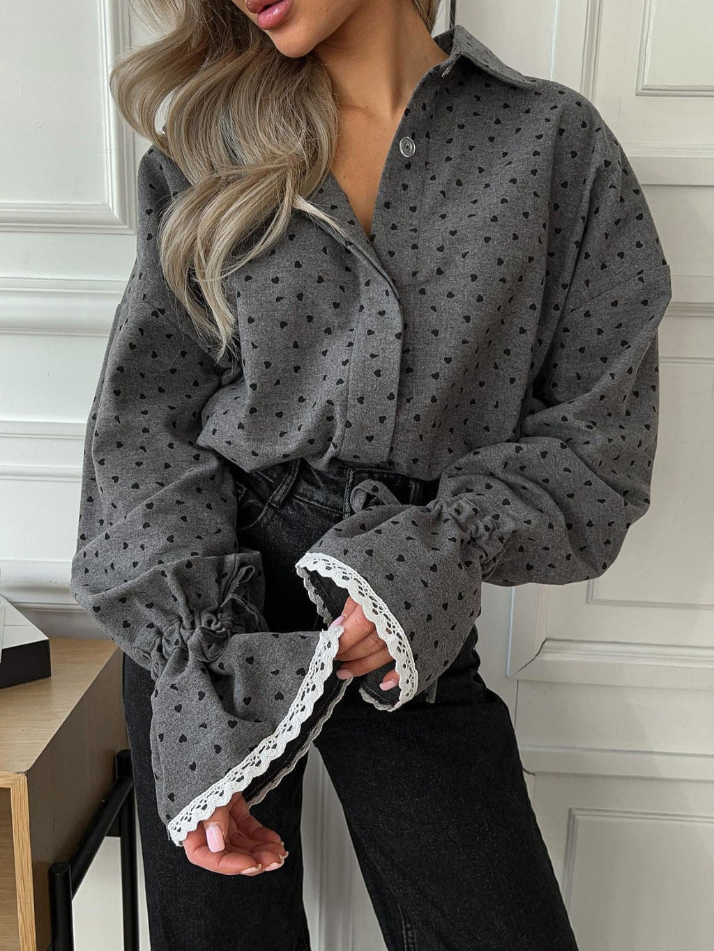 Shirt mit Knopfdetails und Druck