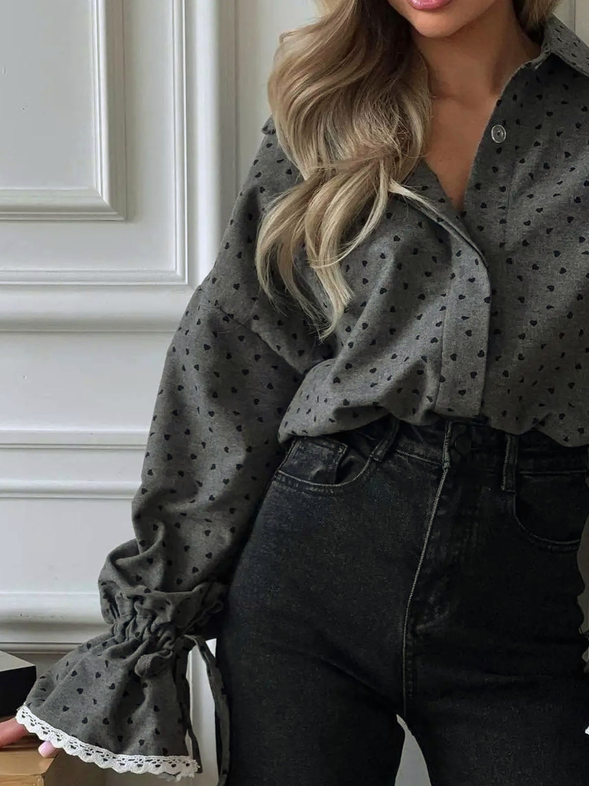 Shirt mit Knopfdetails und Druck