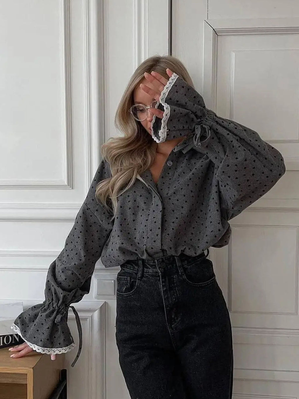 Shirt mit Knopfdetails und Druck