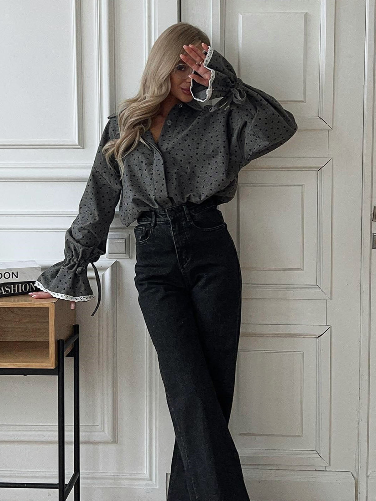 Shirt mit Knopfdetails und Druck