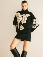 Pullover mit Rollkragen und Wolle