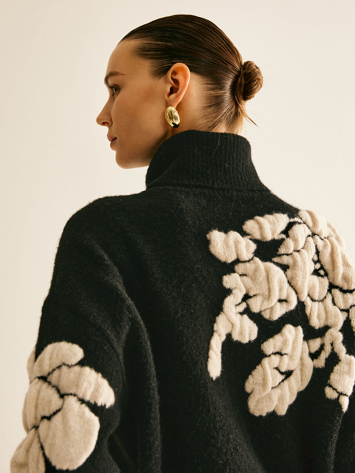 Pullover mit Rollkragen und Wolle