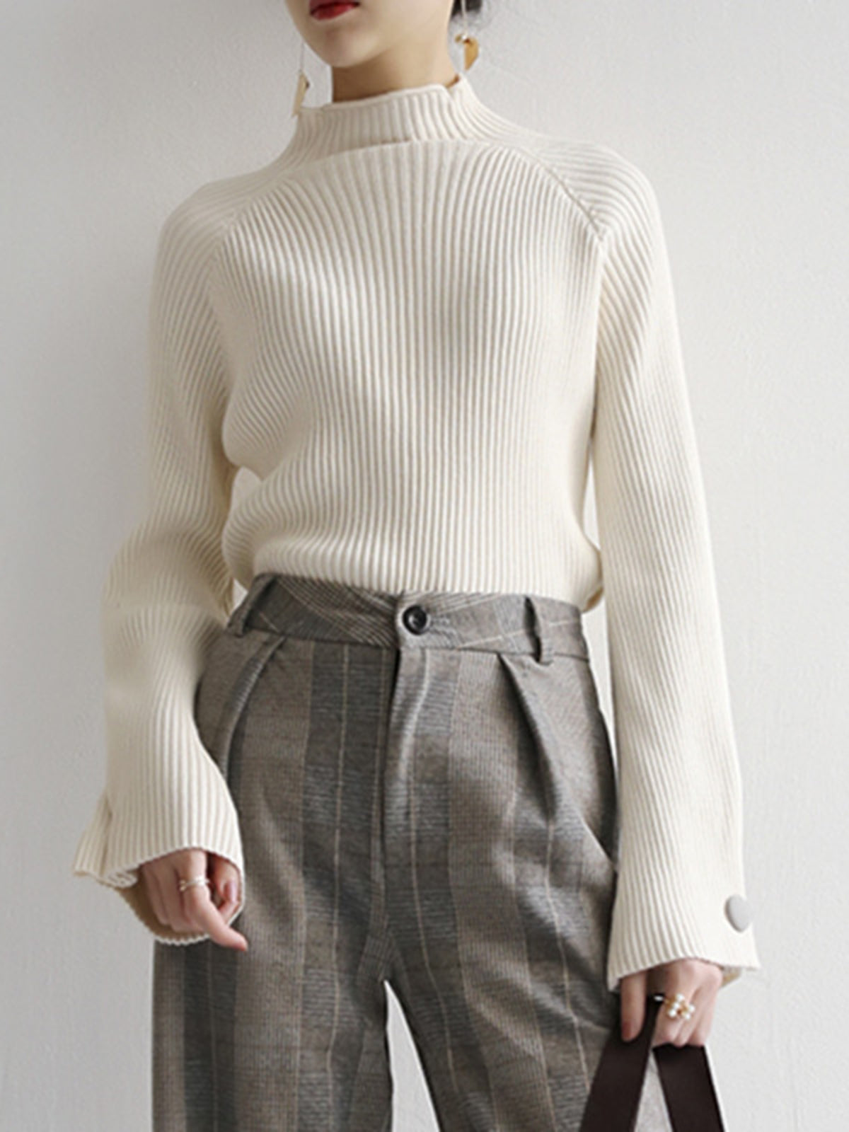 Pullover mit Strickstruktur in Cremeweiß