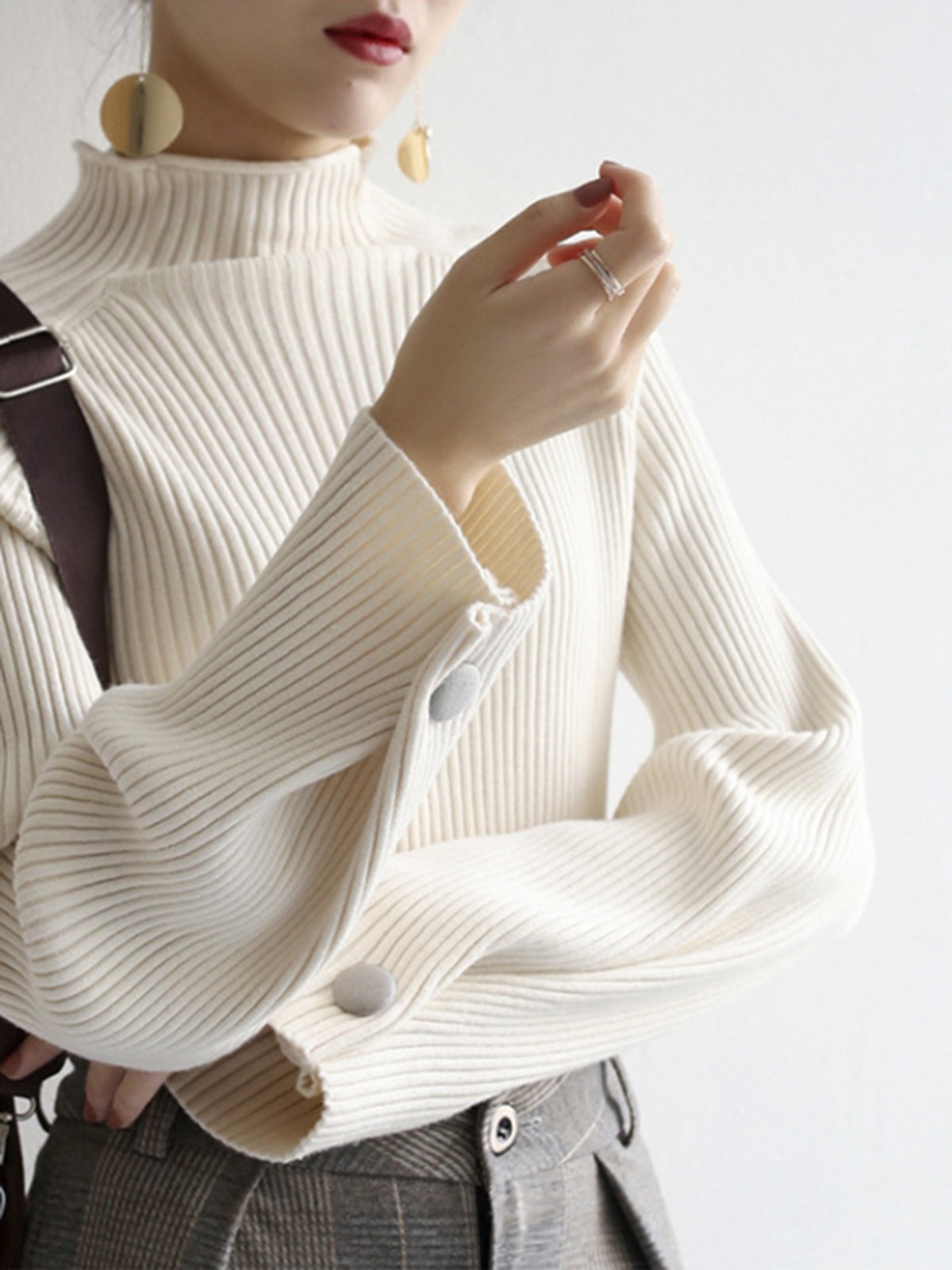 Pullover mit Strickstruktur in Cremeweiß