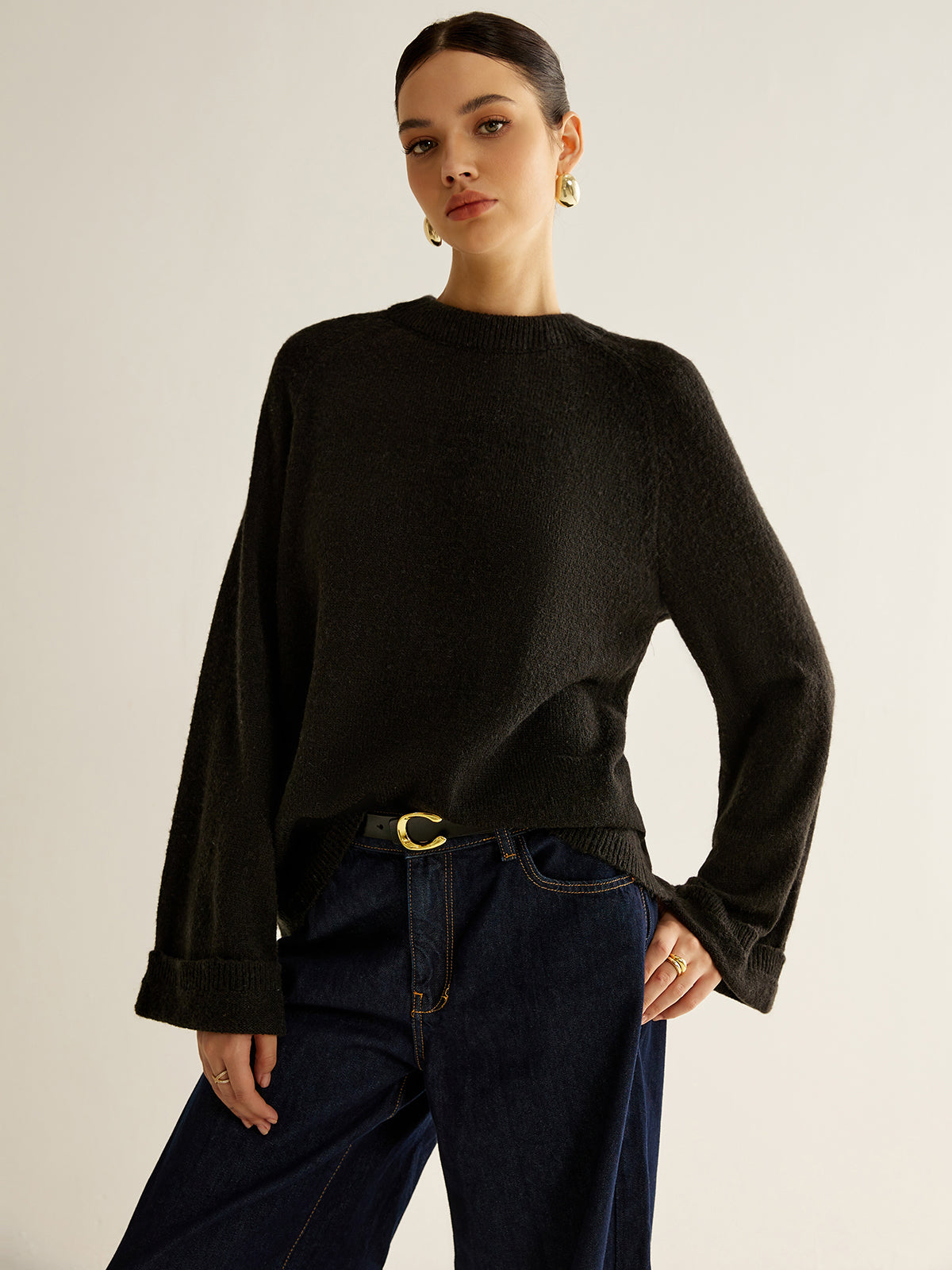 Locker geschnittener Pullover mit Bindedetail